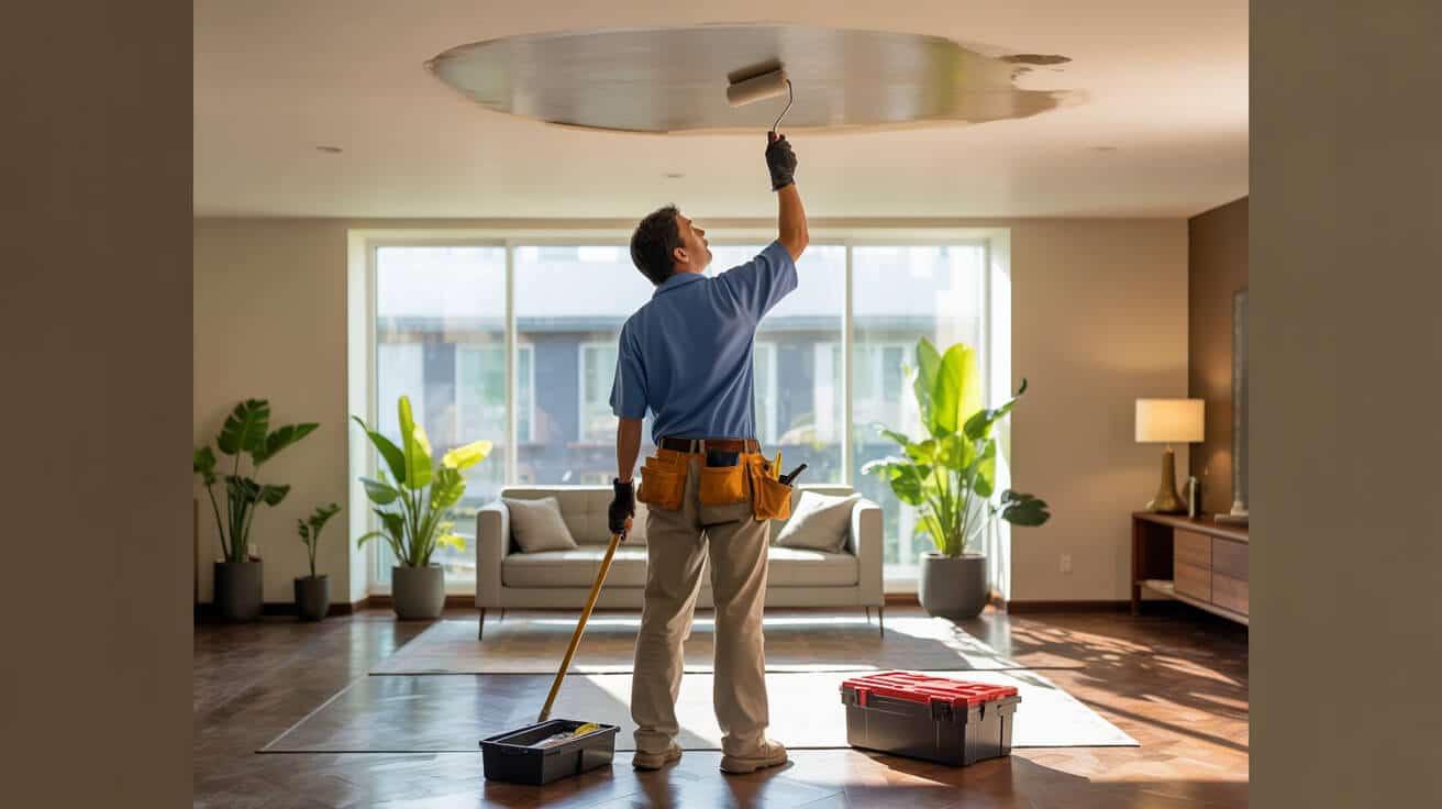 ceiling stain and swelling repair