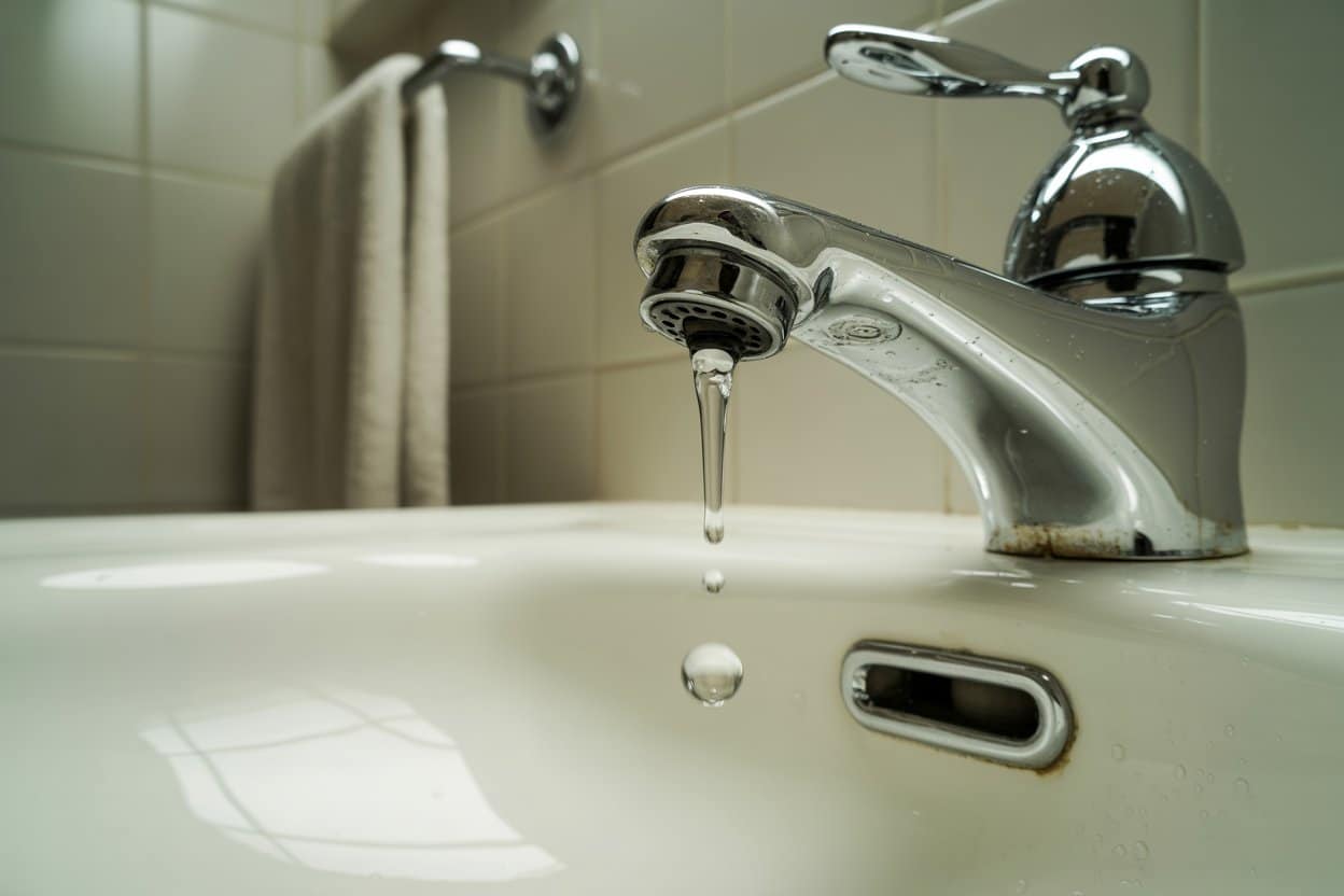 a photograph of a chrome faucet dripping 3nel03fqr8wyobtnz0kxga pr9ubk01somejatapnpruq